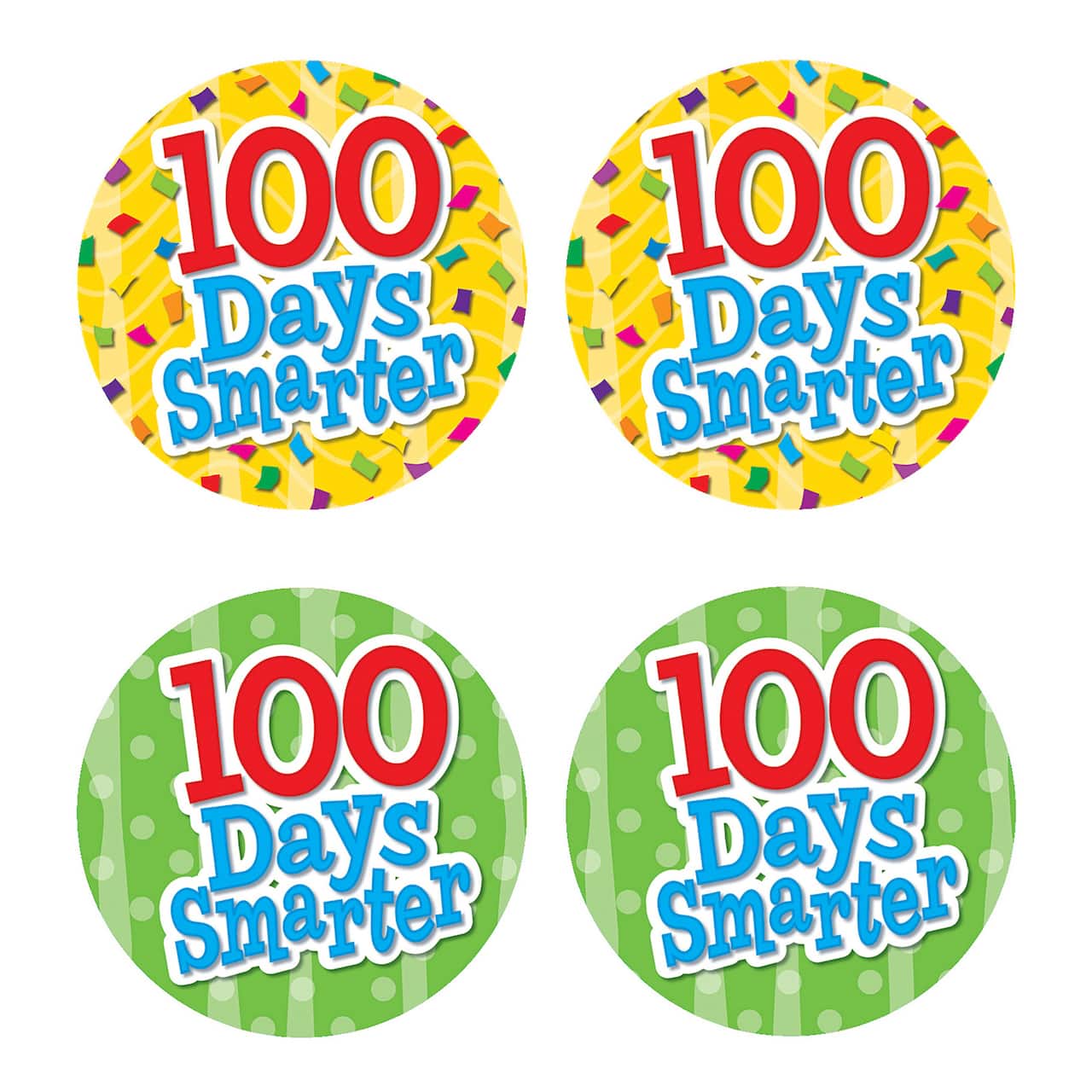 Teacher Created Resources 100 Days Smarter Wear &#x27;Em Badges, 6 Packs of 32